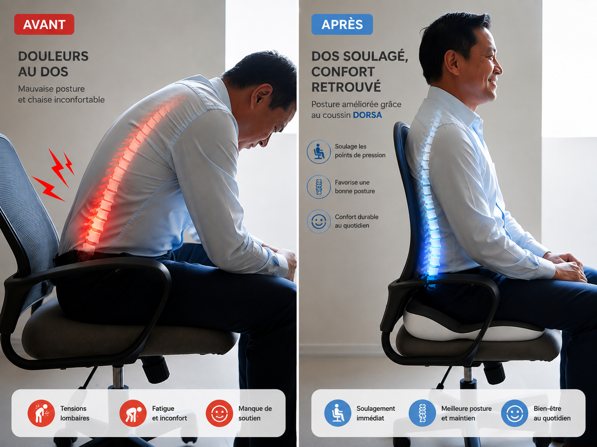 Coussin Coccyx Ergonomique Dorsa — Mémoire de Forme