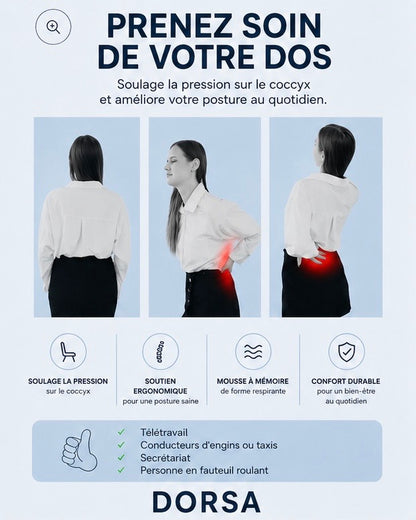 Coussin Coccyx Ergonomique Dorsa — Mémoire de Forme
